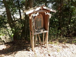 七社大権現を指さす像